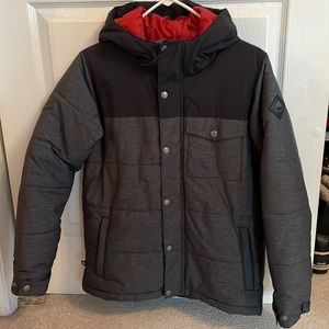 Slightly USED Burton Boys Dryride Hooded Parka Size L Black and Gray